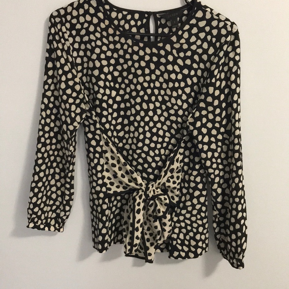 J Crew black and white polkadot blouse